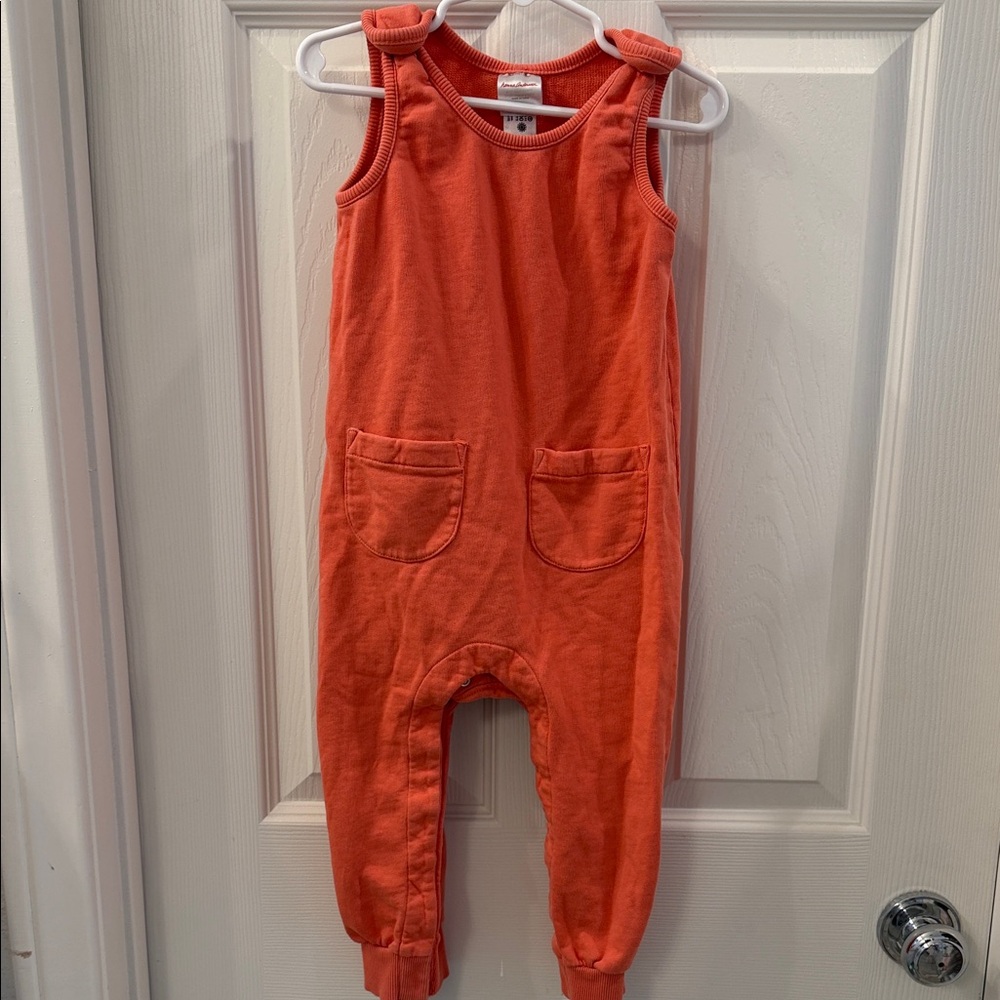 Hanna Andersson Coral Tank Romper with Pocket Detail